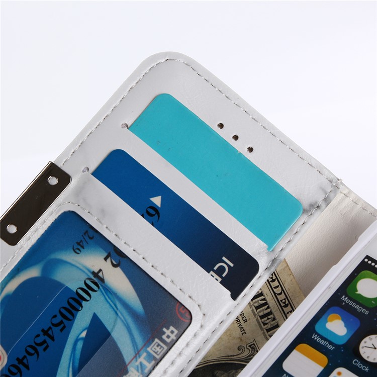 Marble Pattern Wallet Leather Case with Stand for iPhone SE 5s 5 - White-10