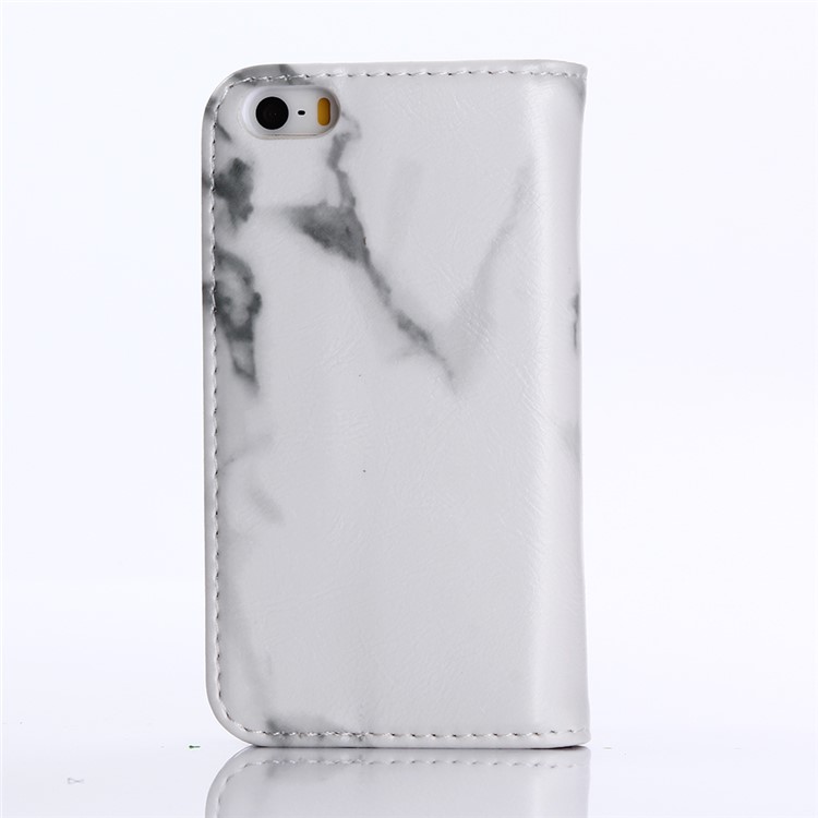 Marble Pattern Wallet Leather Case with Stand for iPhone SE 5s 5 - White-2