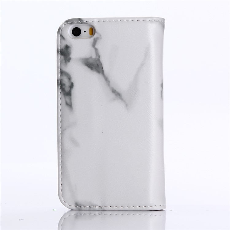 Étui en Cuir de Portefeuille de Motif en Marbre Avec Support Pour Iphone SE 5s 5 - Blanche-2