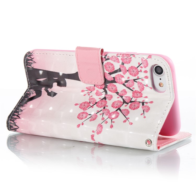 Patterned 3D Effect Wallet Leather Stand Case for iPhone 7 4.7 inch - Girl Reading Book-4