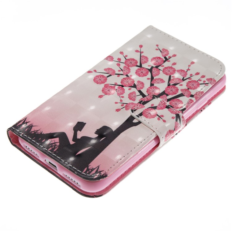 Patterned 3D Effect Wallet Leather Stand Case for iPhone 7 4.7 inch - Girl Reading Book-6