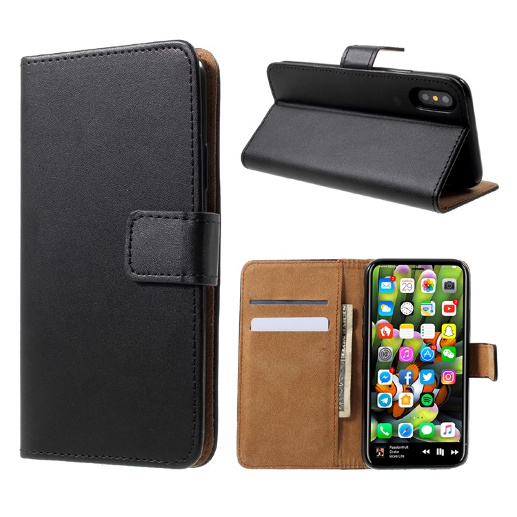 PU Leather Wallet Stand Flip Phone Case for iPhone 8 - Black-1