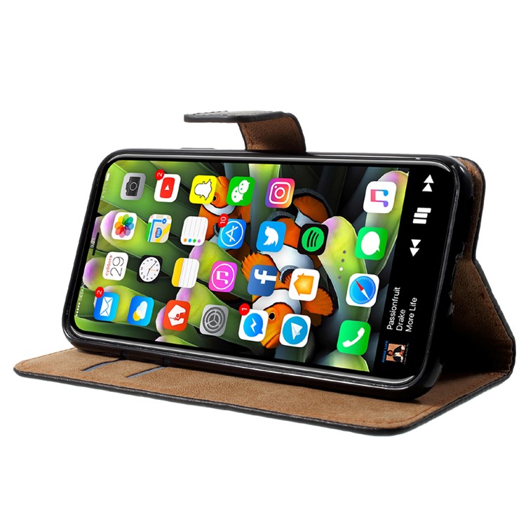 PU Leather Wallet Stand Flip Phone Case for iPhone 8 - Black-4