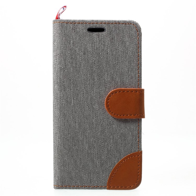

Denim Skin Leather Card Holder Casing for iPhone Xs/X 5.8 inch - Grey