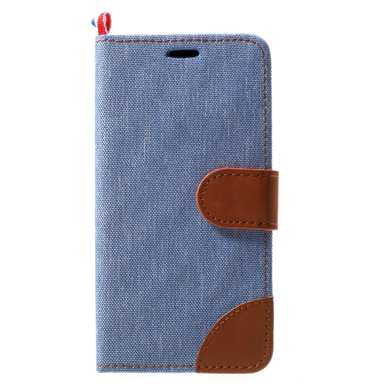 

Denim Skin Leather Card Holder Shell for iPhone Xs/X 5.8 inch - Baby Blue