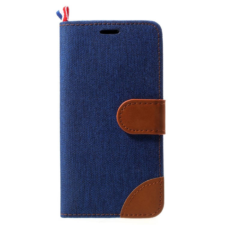 

Denim Skin Leather Card Holder Casing Cover for iPhone Xs/X 5.8 inch - Dark Blue