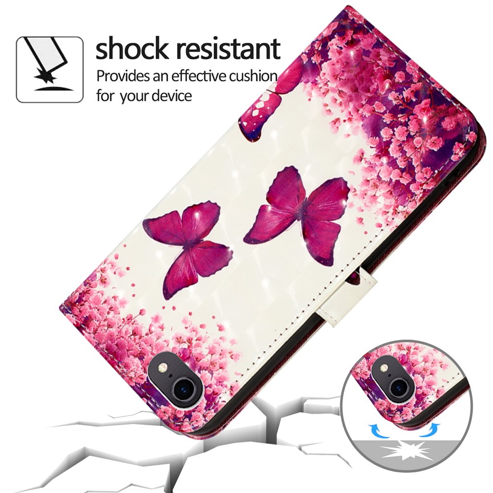 3D Vivid Pattern Wallet Leather Case Stand for iPhone 6s 6 4.7 inch - Red Butterflies and Flower-4