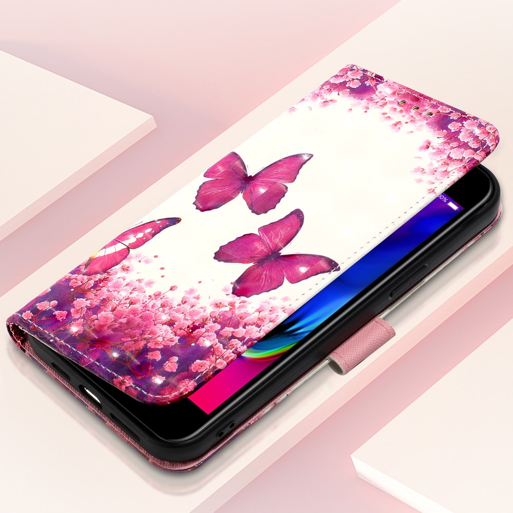3D Vivid Pattern Wallet Leather Case Stand for iPhone 6s 6 4.7 inch - Red Butterflies and Flower-5