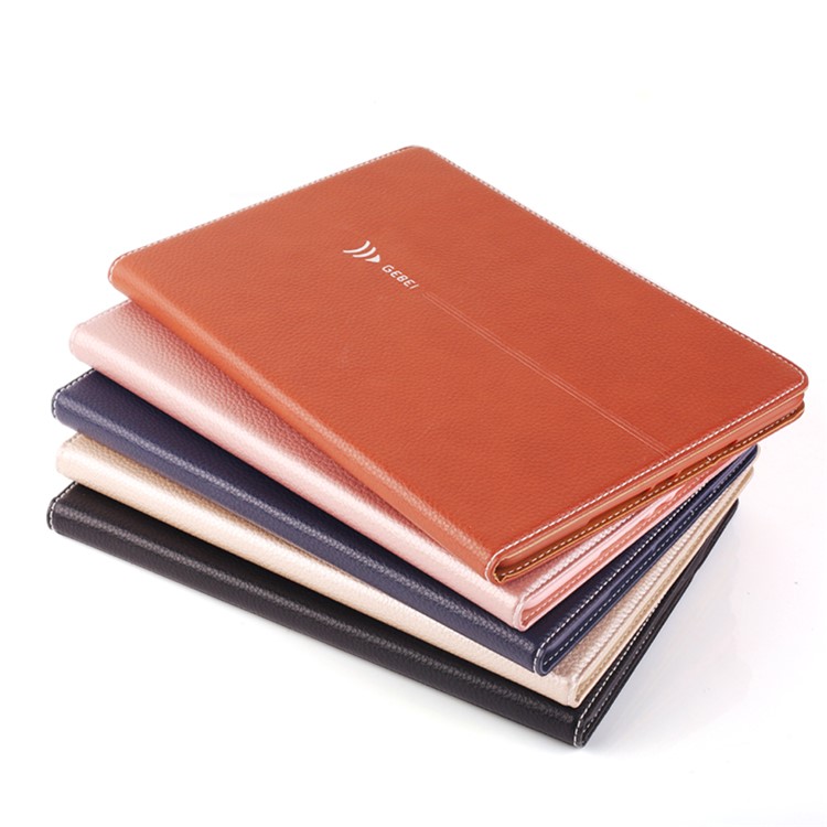 GEBEI Litchi Texture PU Leather Smart Card Holder Stand Case for iPad 9.7 inch (2017) - Black-4