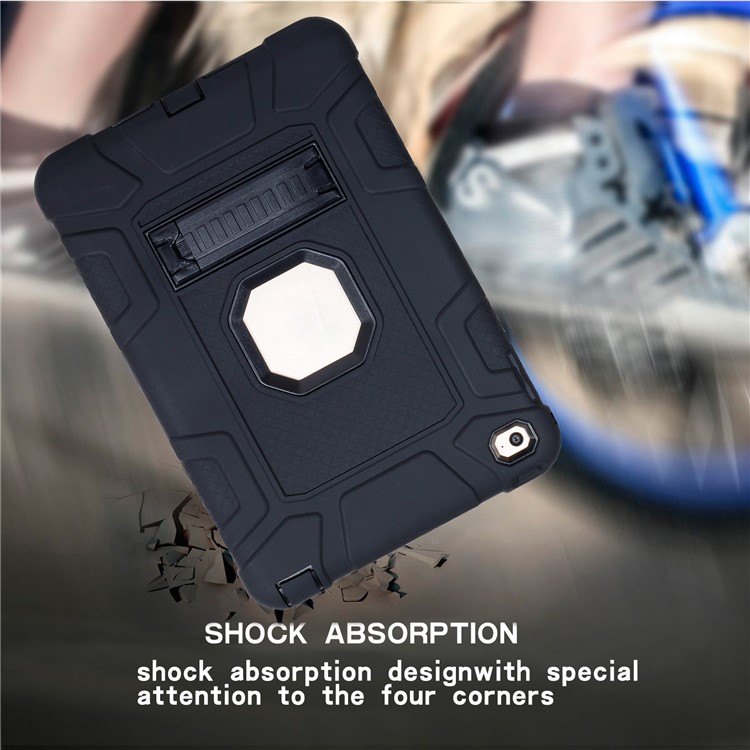 For iPad mini 4 Detachable 2-in-1 Shock Proof Anti-dust Protective TPU + PC Kickstand Shell - Black-10