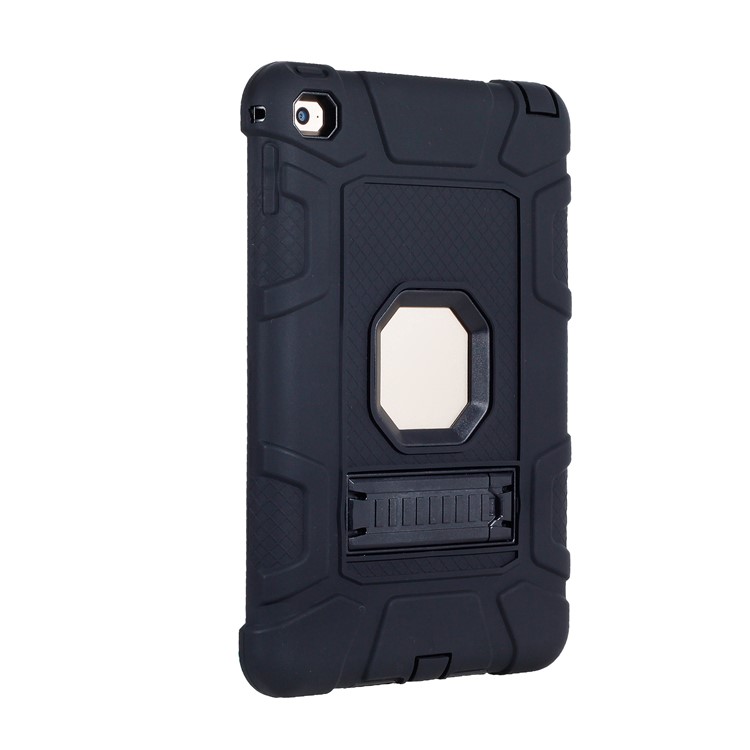 For iPad mini 4 Detachable 2-in-1 Shock Proof Anti-dust Protective TPU + PC Kickstand Shell - Black-4