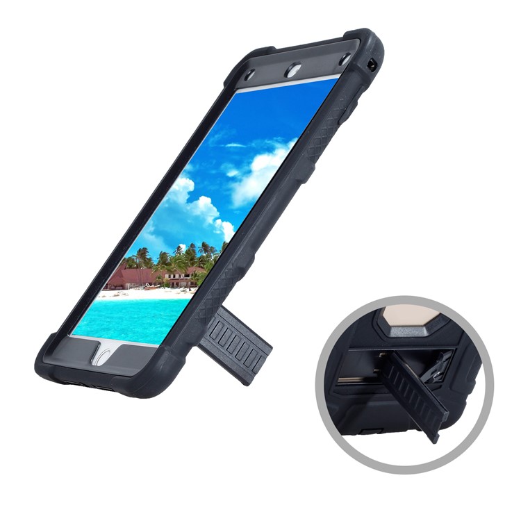 For iPad mini 4 Detachable 2-in-1 Shock Proof Anti-dust Protective TPU + PC Kickstand Shell - Black-7