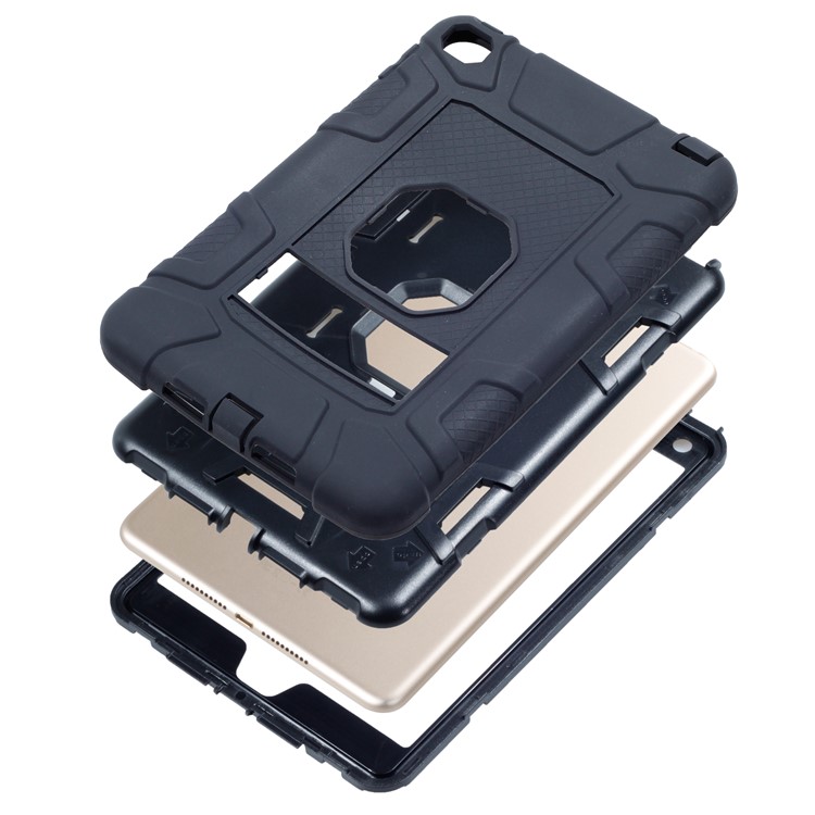 For iPad mini 4 Detachable 2-in-1 Shock Proof Anti-dust Protective TPU + PC Kickstand Shell - Black-9