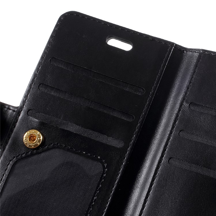 For Apple iPhone 8 Zipper Pocket 9 Card Slots Wallet Leather Case Stand - Black-11