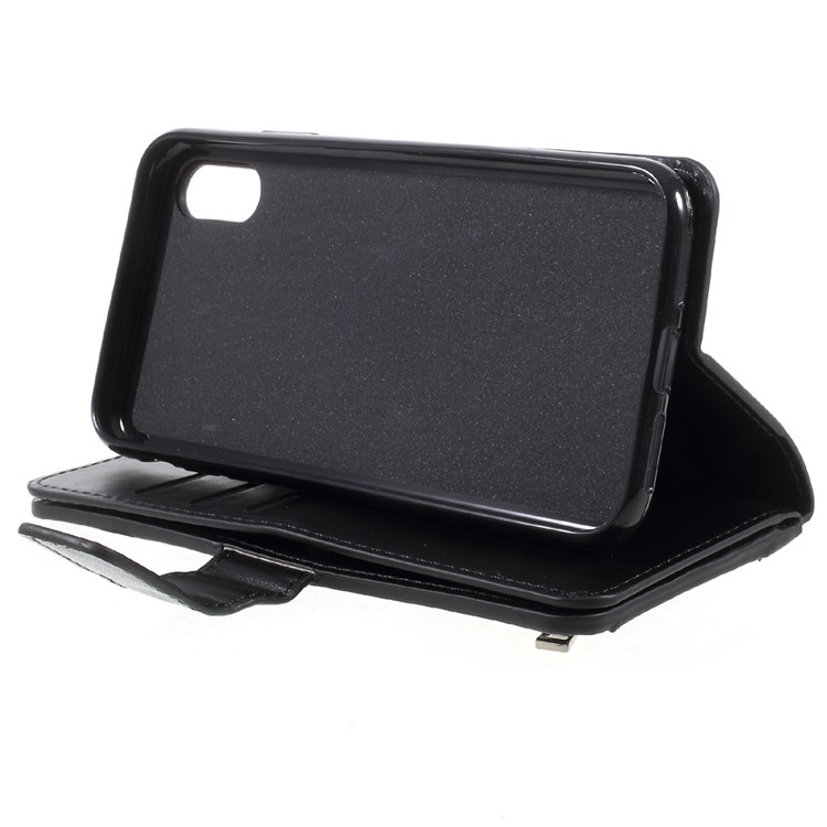 For Apple iPhone 8 Zipper Pocket 9 Card Slots Wallet Leather Case Stand - Black-4