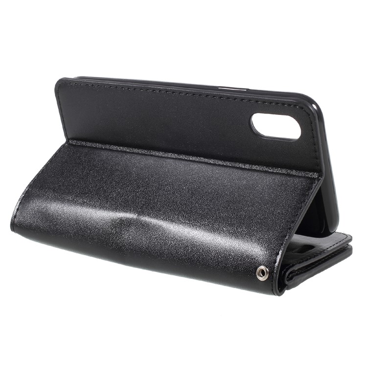For Apple iPhone 8 Zipper Pocket 9 Card Slots Wallet Leather Case Stand - Black-5