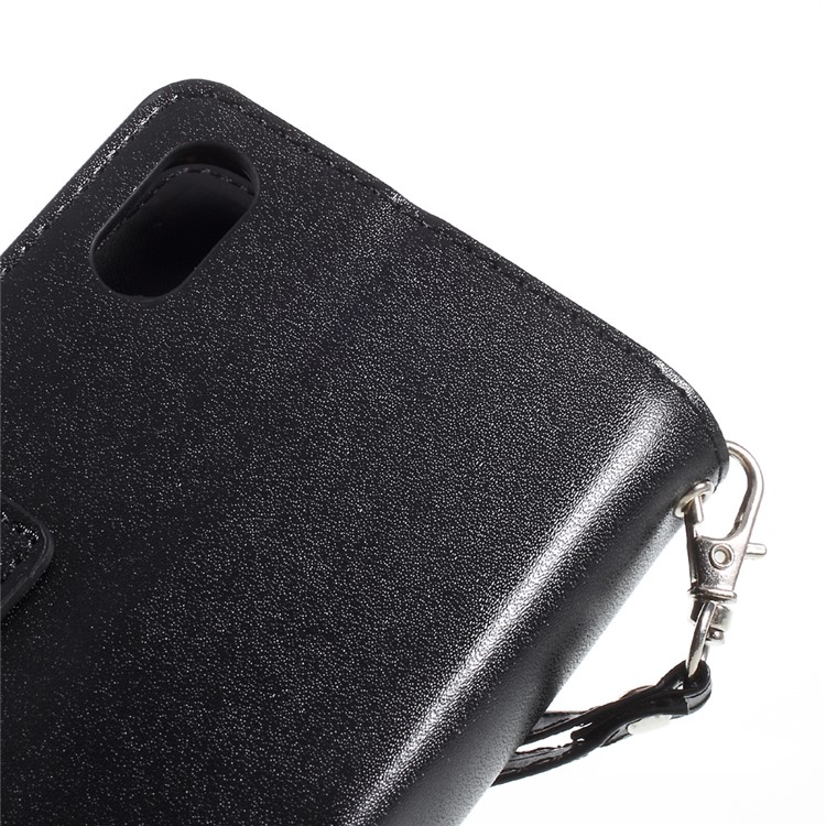 For Apple iPhone 8 Zipper Pocket 9 Card Slots Wallet Leather Case Stand - Black-8