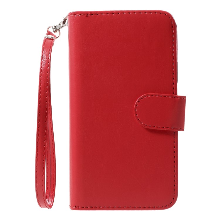 Detachable 2-in-1 Crazy Horse PU Leather Wallet Cover + TPU Back Case for iPhone 8 - Red-3