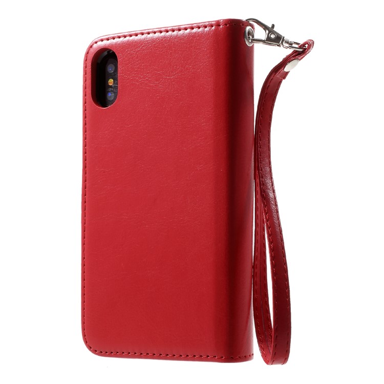 Detachable 2-in-1 Crazy Horse PU Leather Wallet Cover + TPU Back Case for iPhone 8 - Red-4