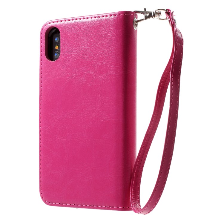 Detachable 2-in-1 Crazy Horse Wallet Leather Cover + TPU Back Mobile Phone Case for iPhone 8 - Rose-2