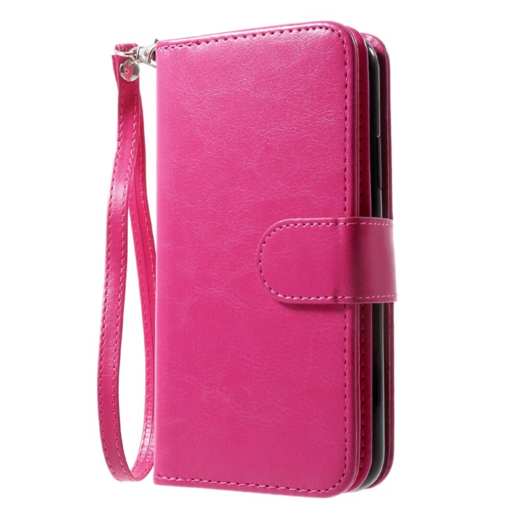 Detachable 2-in-1 Crazy Horse Wallet Leather Cover + TPU Back Mobile Phone Case for iPhone 8 - Rose-3