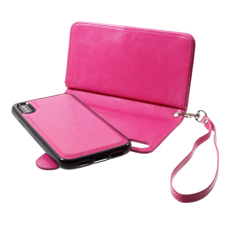 Detachable 2-in-1 Crazy Horse Wallet Leather Cover + TPU Back Mobile Phone Case for iPhone 8 - Rose-4