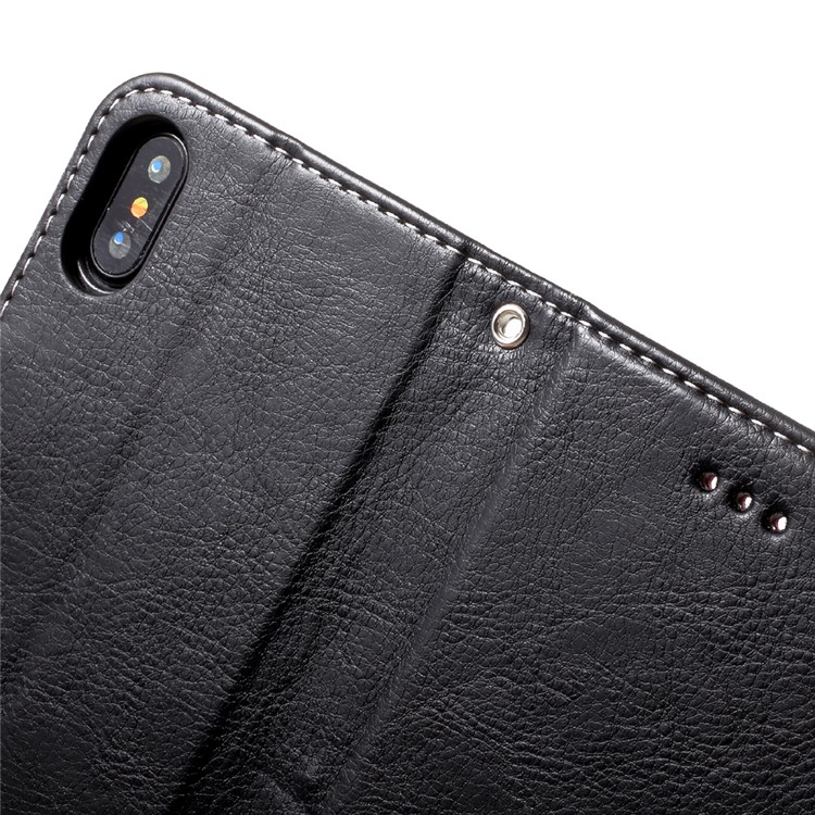 Litchi Grain Leather Wallet Mobile Phone Case for iPhone 8 - Black-8
