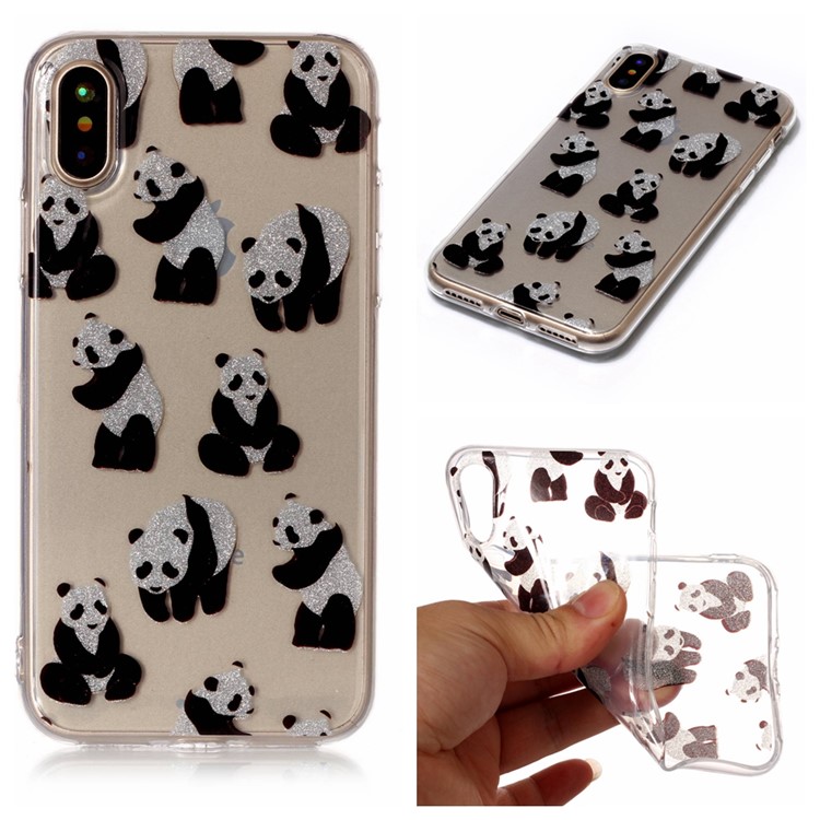 

Glittery Powder IMD TPU Mobile Phone Cover for iPhone XS / X 5.8 inch - Pandas
