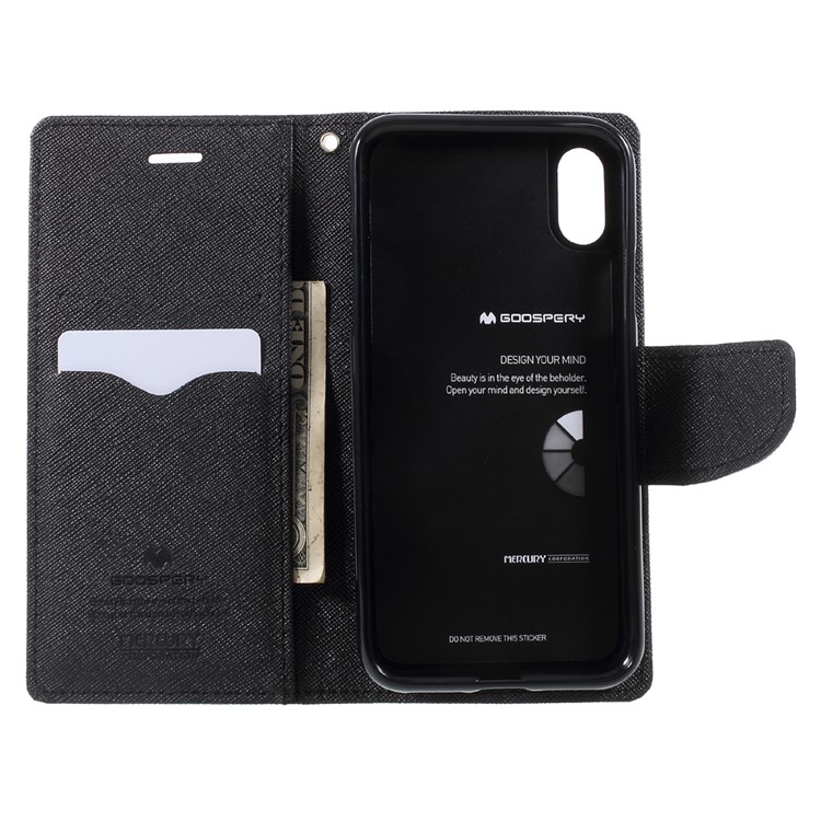 MERCURY GOOSPERY Fancy Diary Leather Folio Flip Casing Shell for iPhone 8 - Black-6