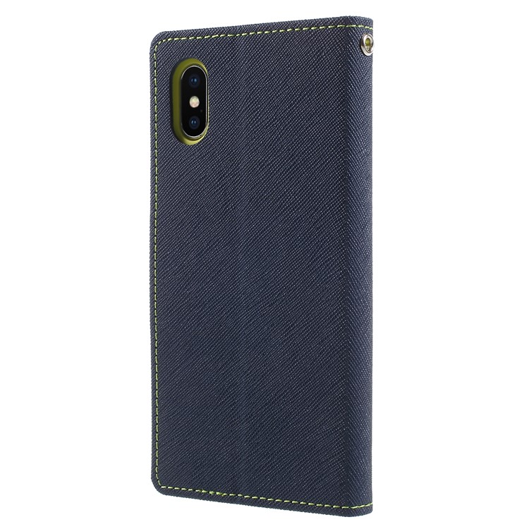 MERCURY GOOSPERY Fancy Diary Leather Wallet Folio Flip Stand Case for iPhone X 5.8 inch - Dark Blue-3