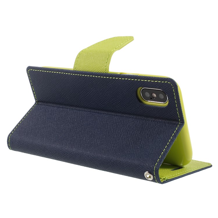 MERCURY GOOSPERY Fancy Diary Leather Wallet Folio Flip Stand Case for iPhone X 5.8 inch - Dark Blue-5