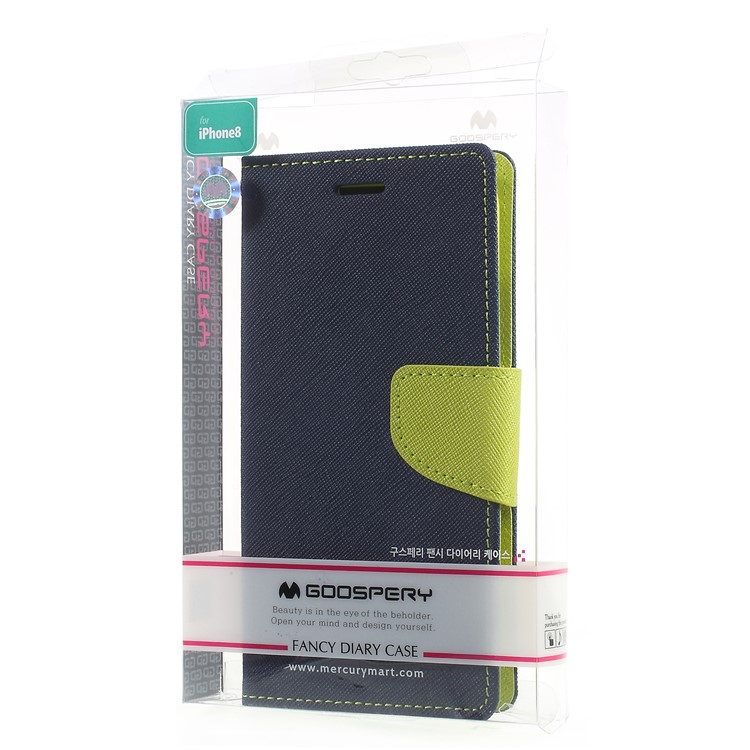 MERCURY GOOSPERY Fancy Diary Leather Wallet Folio Flip Stand Case for iPhone X 5.8 inch - Dark Blue-8