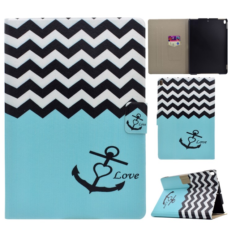 Auto Wake and Sleep Pattern Printing Flip Leather Stand Tablet Case with Card Slot for iPad Pro 10.5 inch (2017) - Love Anchor-1