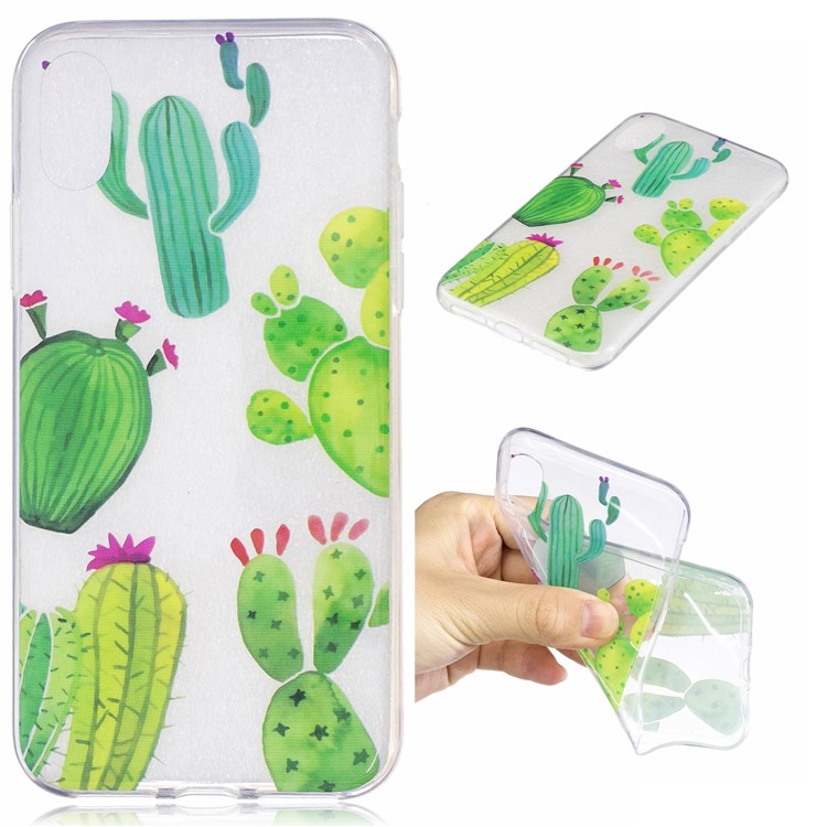 

IMD Super Slim Flexible TPU Jelly Case for iPhone XS / X 5.8 inch - Cacti, iPhone XS 5.8 inch