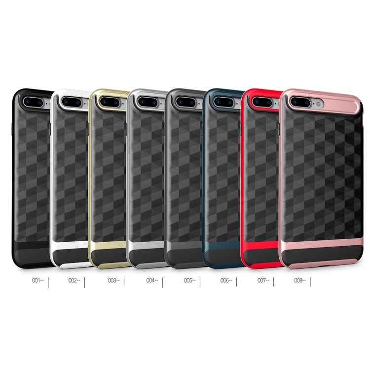 For iPhone 7 Plus Rhombus TPU + PC Hybrid Case Accessory - Rose Gold-2