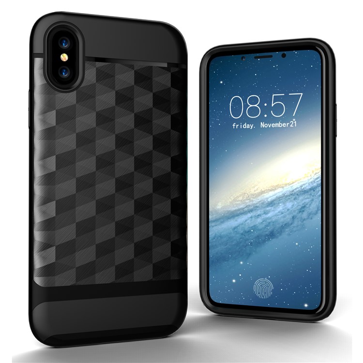 For Apple iPhone 8 Rhombus TPU + PC Hybrid Case Accessory - Black-1