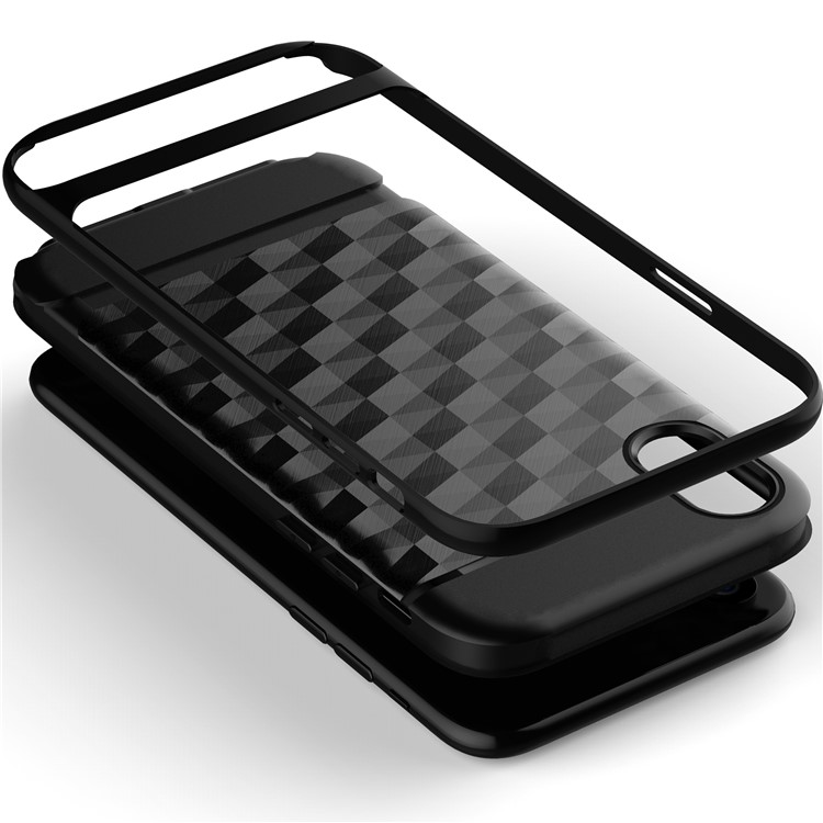 For Apple iPhone 8 Rhombus TPU + PC Hybrid Case Accessory - Black-3