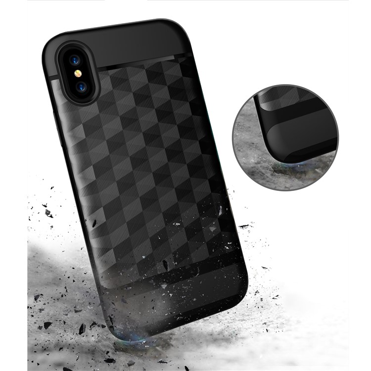 For Apple iPhone 8 Rhombus TPU + PC Hybrid Case Accessory - Black-4