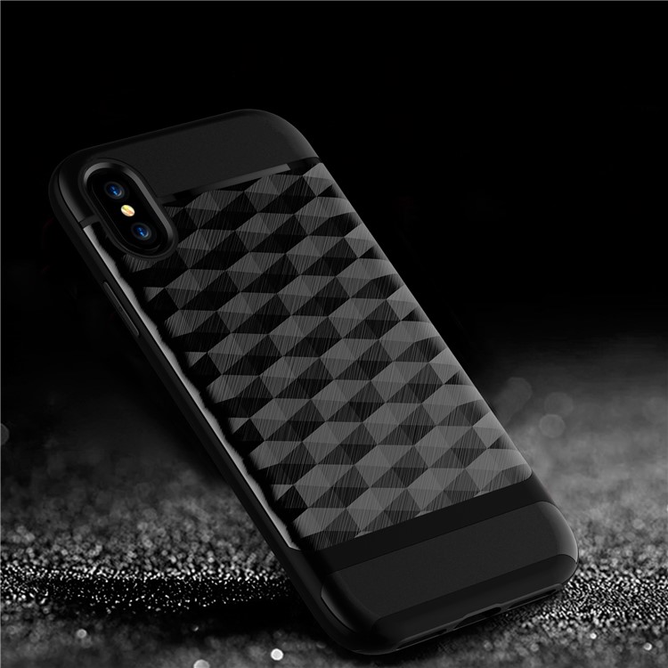 For Apple iPhone 8 Rhombus TPU + PC Hybrid Case Accessory - Black-5