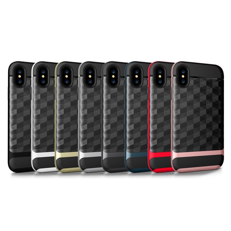 For Apple iPhone 8 Rhombus TPU + PC Hybrid Case Accessory - Black-7