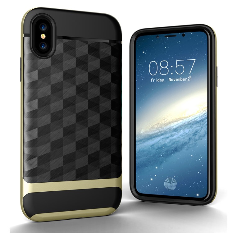 

Ромб ТПУ + PC мобильный телефон чехол для iPhone х 5,8 дюйма - Золото, iPhone X