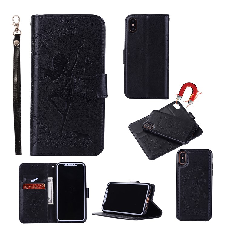 For iPhone 8 2-in-1 Detachable Imprint Dancing Girl Phone Leather Stand Wallet Shell - Blank-1