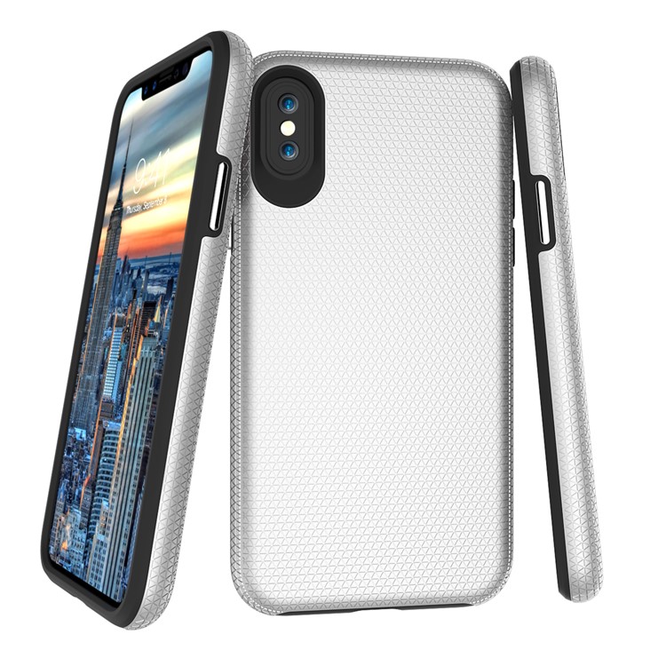 

Для Iphone X 5.8 Дюймовая Двойная Защита Жесткой Текстуры PC + TPU Combo Case - Серебряный