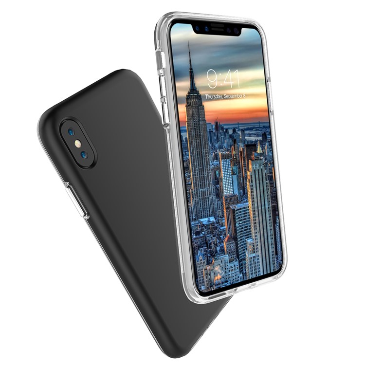 For iPhone 8 Double Protection Rubberized PC + Clear TPU Hybrid Case - Black-5