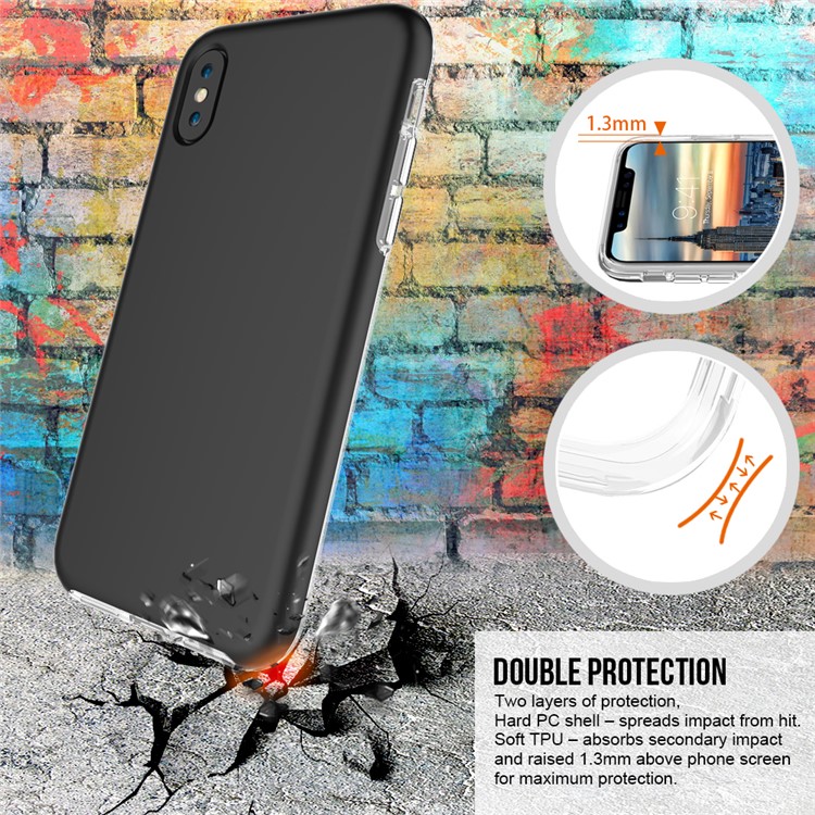 For iPhone 8 Double Protection Rubberized PC + Clear TPU Hybrid Case - Black-7