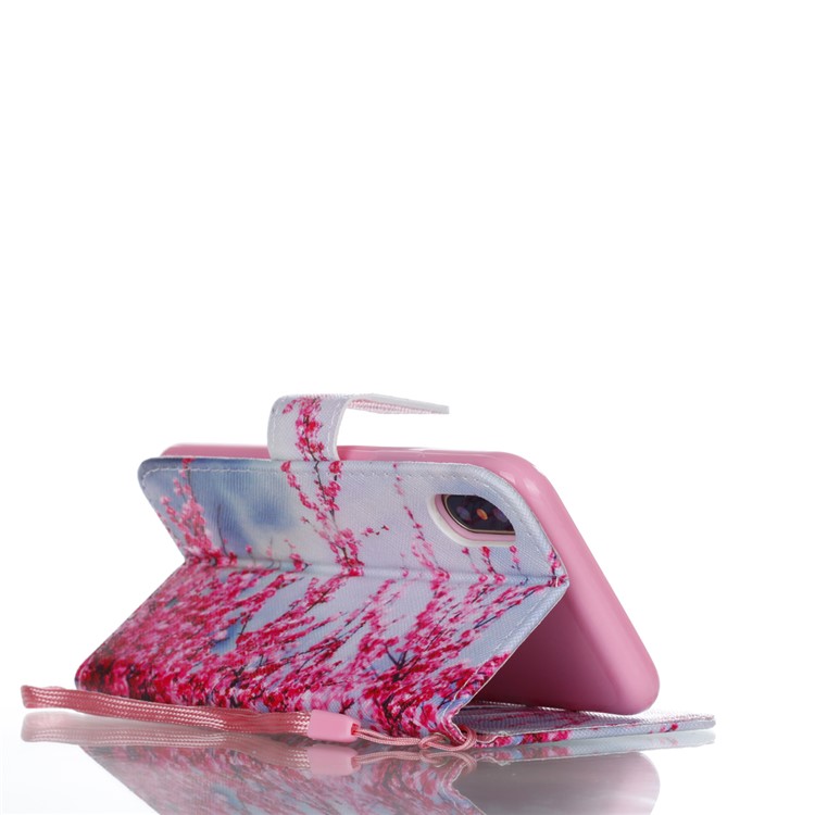 Pattern Printing Stand Leather Wallet Phone Cover for iPhone 8 - Blooming Flowers-5