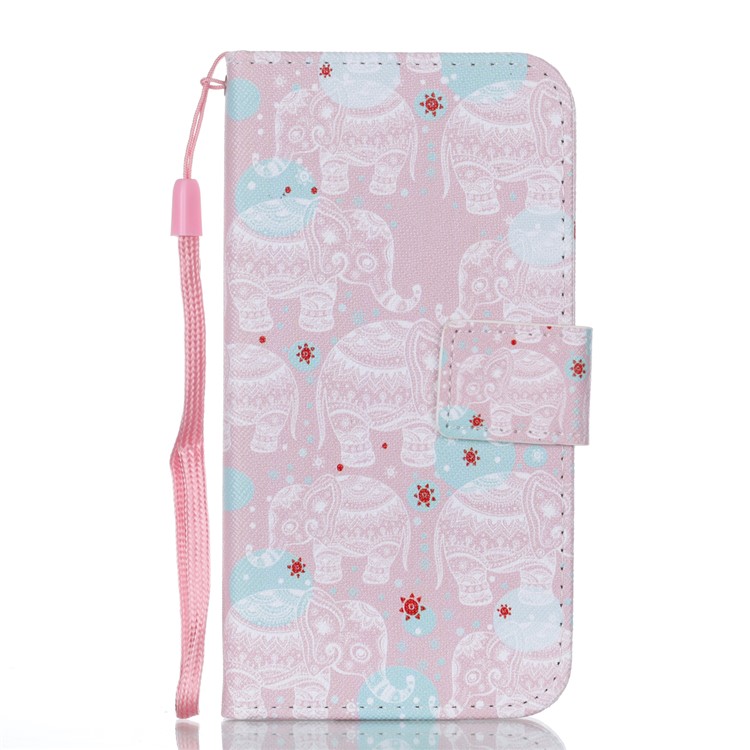 

For iPhone X/XS 5.8 inch Patterned Stand Leather Mobile Shell with Card Slots - Elephants