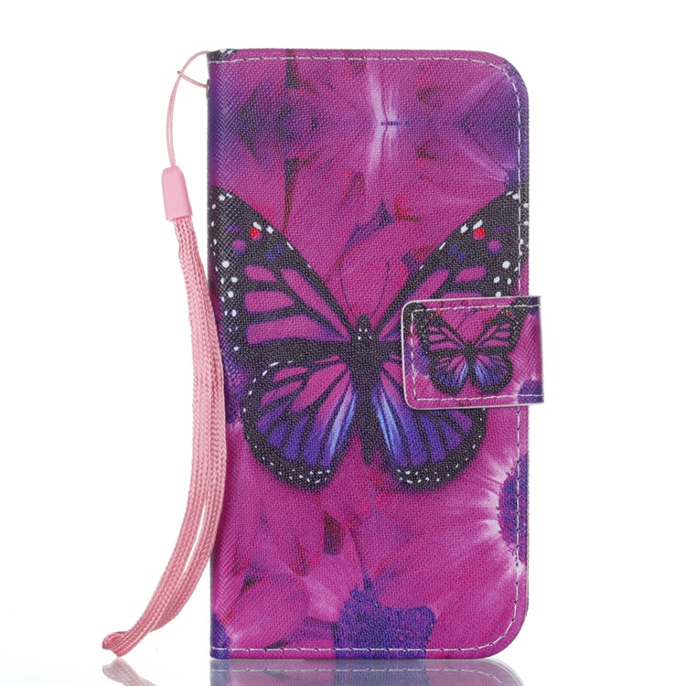 

For iPhone X/XS 5.8 inch Pattern Printing Stand Leather Wallet Mobile Phone Casing - Purple Butterfly