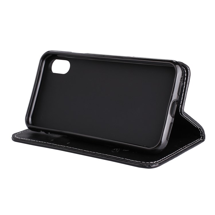 Imprint Butterfly Flower Auto-absorbed Leather Case with Card Slots for iPhone 8 - Black-5