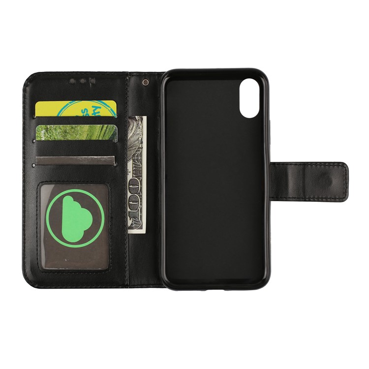 Imprint Mandala Pattern Stand Wallet Leather Case with Strap for iPhone 8 - Black-5